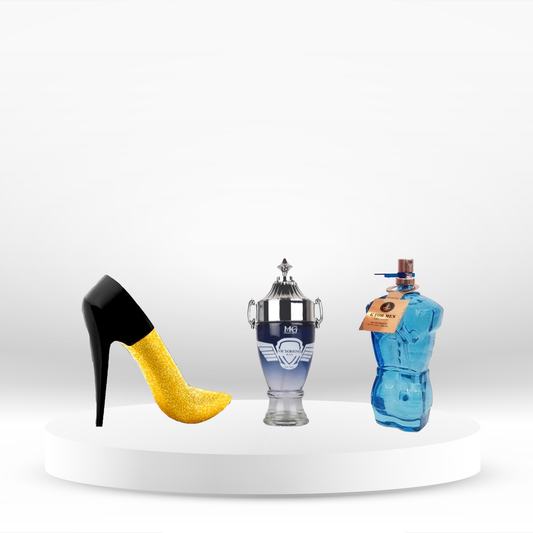 Set 3 Parfumuri (1x Dama + 2x Barbati) 100ML - High Heel Gold Days + Victorioso Icon + G Absolute For Men
